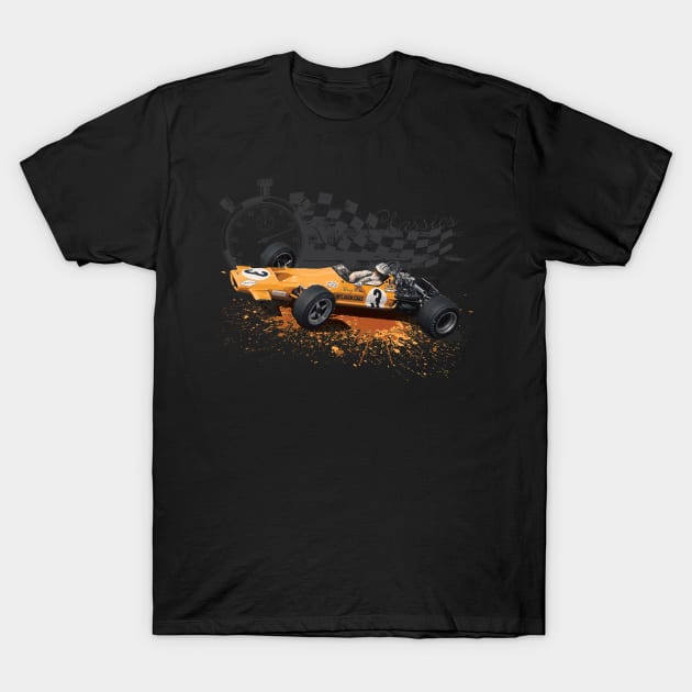 Retro Formula 1 T-Shirt - Denny Hulme McLaren M7A Design T-Shirt by funkymonkeytees